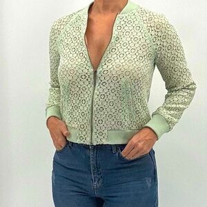 Victoria Beckham x Target ASO Kate Mara Pastel Soft Girl Lace Bomber Jacket